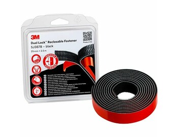 3M samolepiaci suchý zips Dual-Lock SJ387B, čierny, 25 mm x 2,5 m v blistri