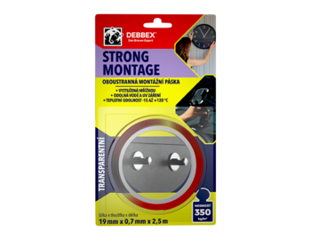 Obojstranná montážna páska STRONG MONTAGE 19 mm x 0,7 mm, dĺžka 2,5 m transparentná